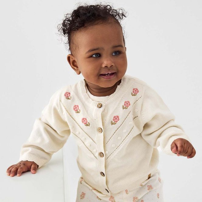 Hovedbilde Minymo cardigan til baby, Vanilla Ice