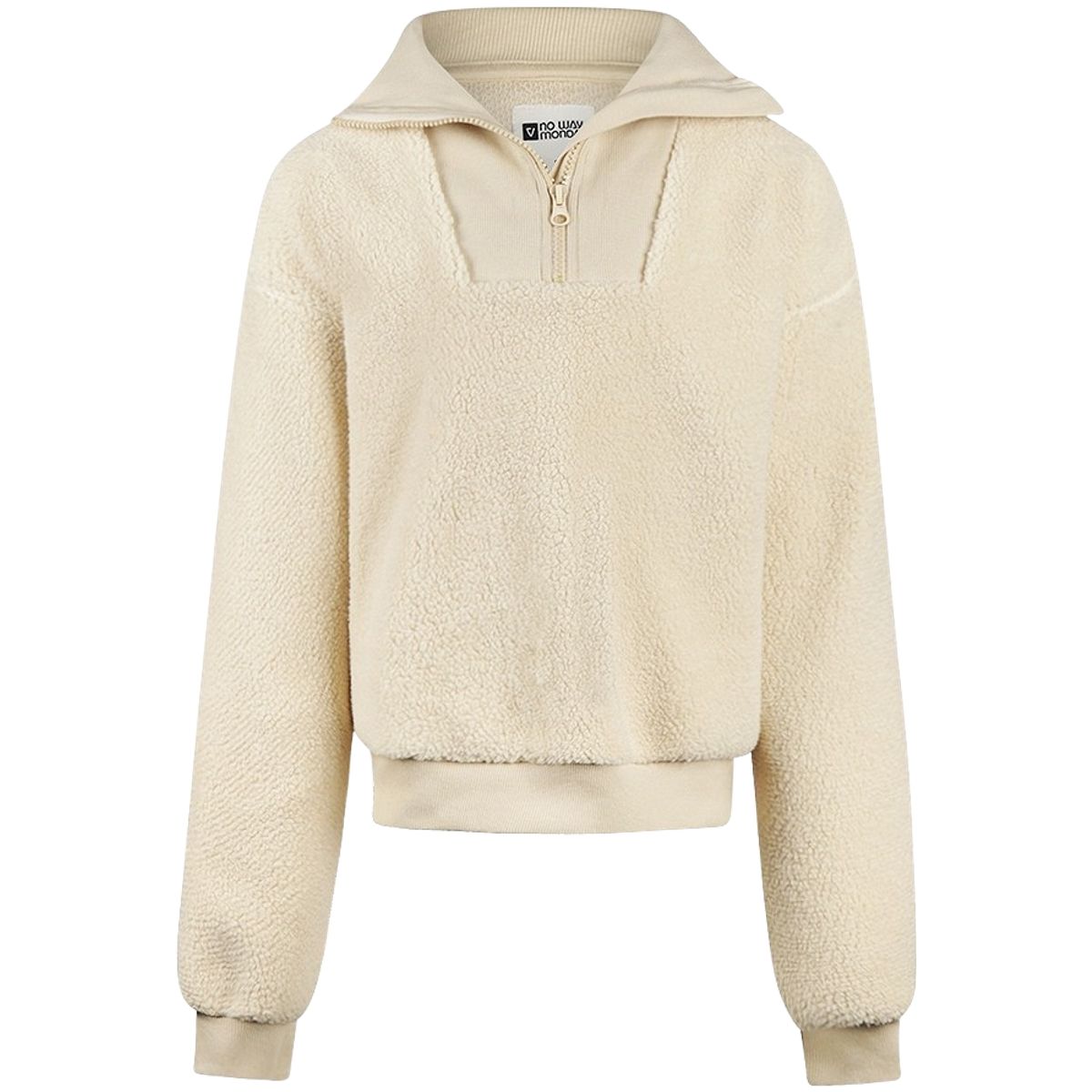 No Way Monday half-zip genser i pilè til barn, Beige