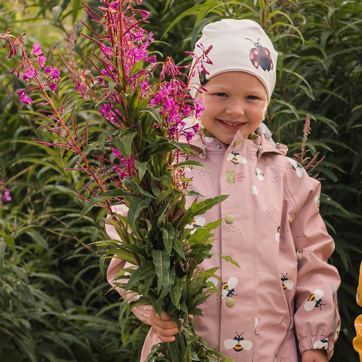 Kattnakken helårs regndress til barn, Misty Pink