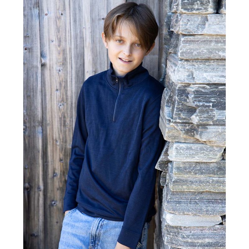 Vilje & Ve Alfie half-zip genser i ull/bambus, Midnight navy