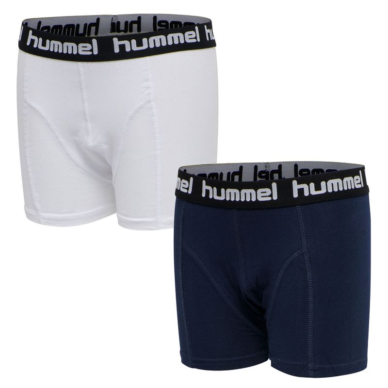Hummel 2 pack boksere til barn, blå og hvit