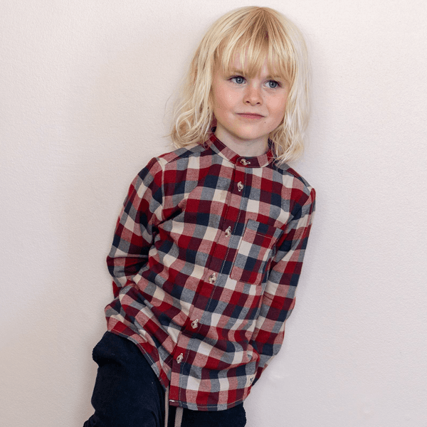 Hovedbilde Wheat Willum skjorte til barn, Red Blue Check