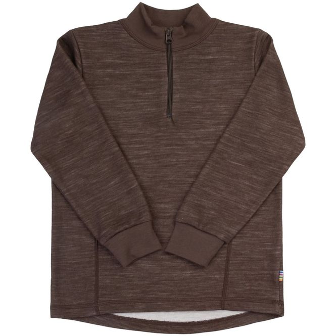 Hovedbilde Joha half-zip genser i ull/bambus til barn, Drk. ...