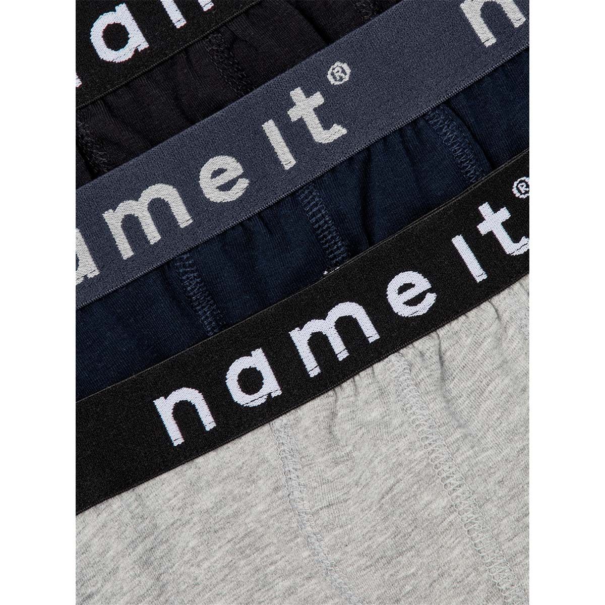 Name It Nkmboxer 3-pack boxere til barn, Black/Grey
