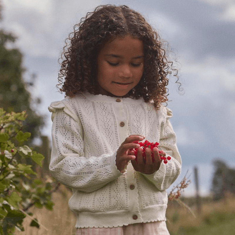 Lil' Atelier Nmfjela cardigan til småbarn, Coconut Milk