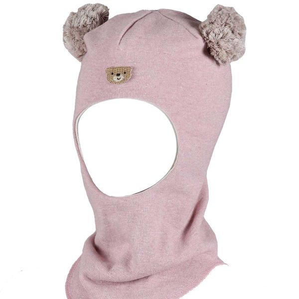 Hovedbilde Kivat Cotwool balaclava med bamse, Pudderrosa