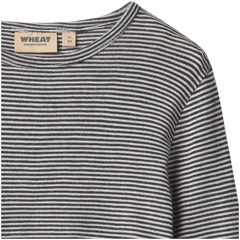 Wheat Alfie genser i ull til barn, Navy Stripe
