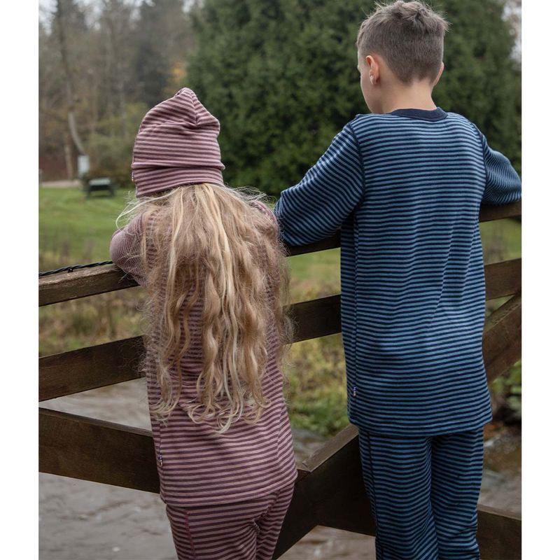 Joha Mini Stripe leggings i ull til barn, Blue