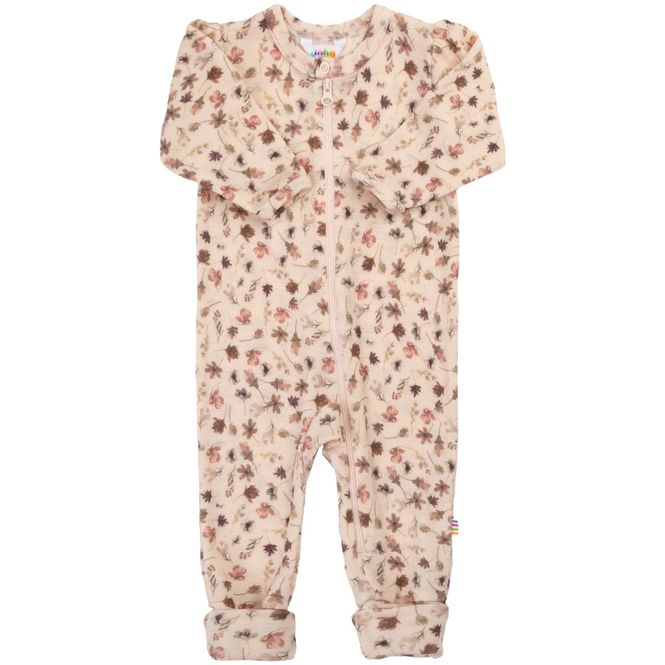 Hovedbilde Joha heldress/pyjamas i ull, Light pink/Flowers