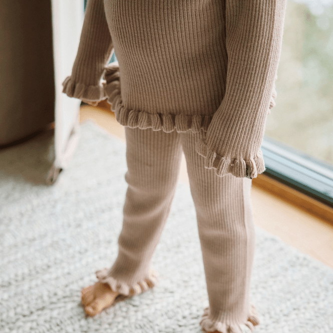 Hovedbilde Gullkorn Sodali bukse i ull til barn, Mørk Beige