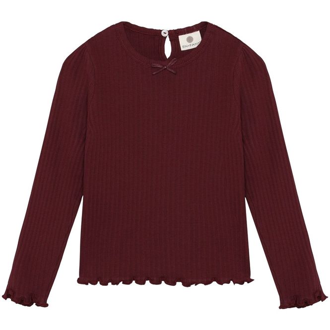 Hovedbilde EnFant Pointelle genser til barn, Burgundy