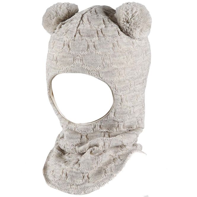 Hovedbilde Kivat balaclava lue med store dusker, Sand