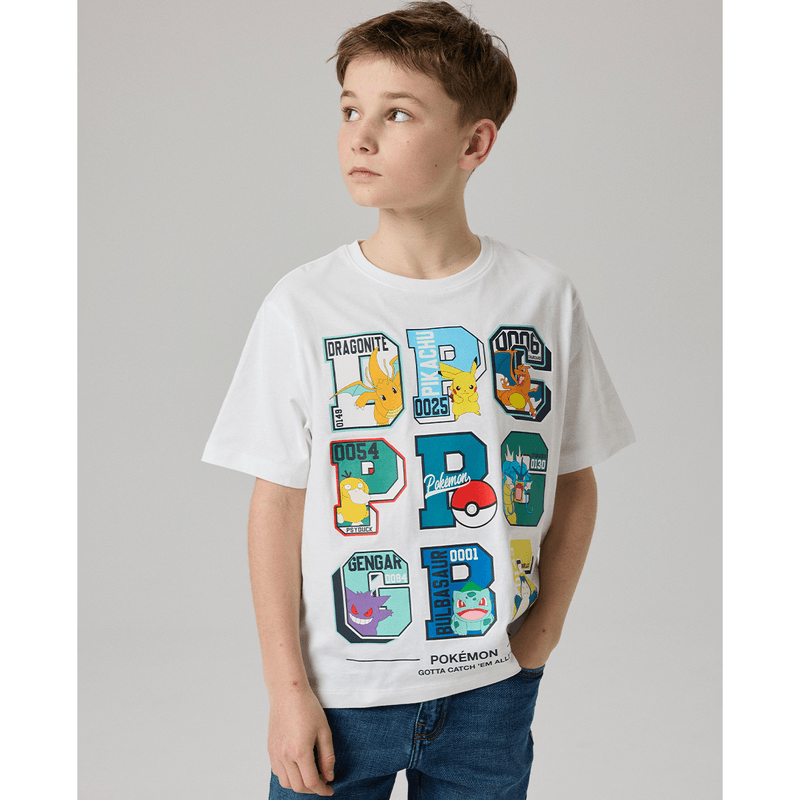 Name It Nkmjulio Pokemon t-skjorte til barn, Bright White