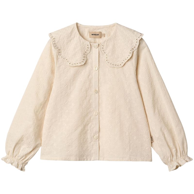 Wheat Flora bluse til barn, Eggshell