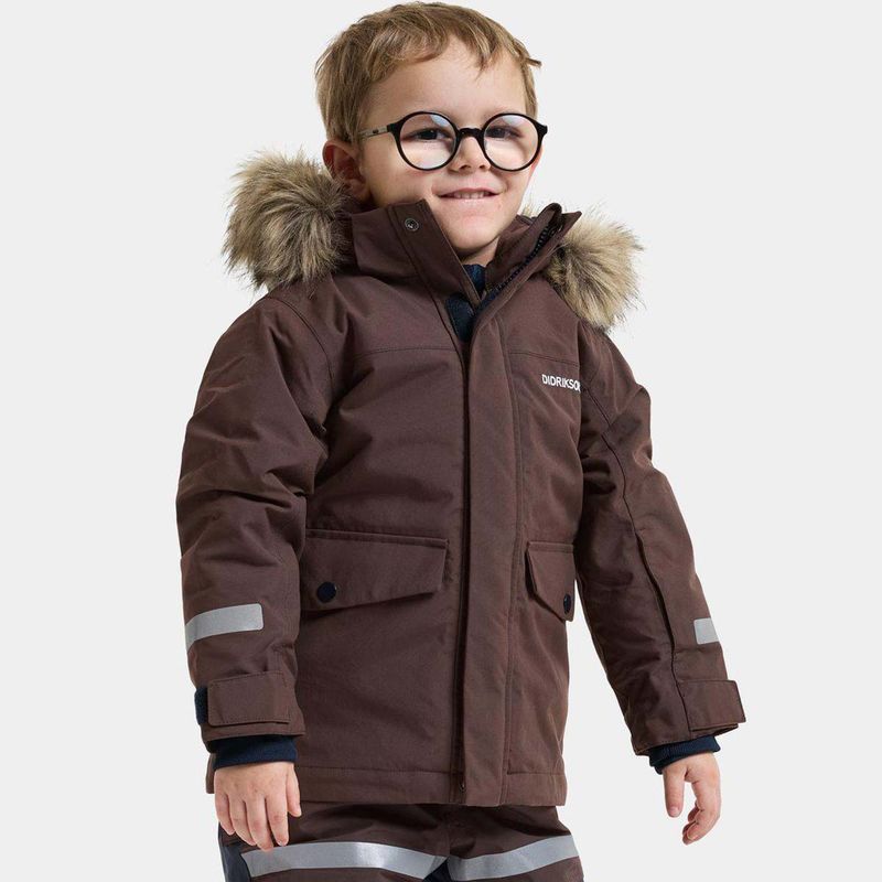 Didriksons Bjärven Kids 5 parkas, Shadow Brown