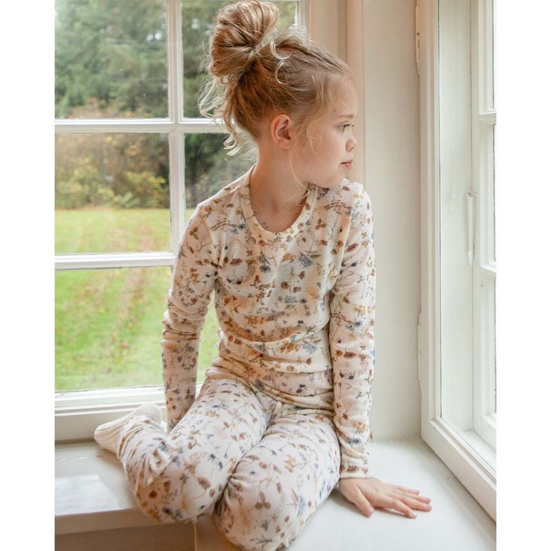 Joha Flora leggings i ull til baby og barn, Off white