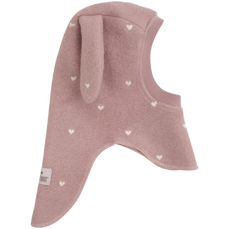 HUTTEliHUT balaclava i ull m/ører og broderi, Deauville Mauv