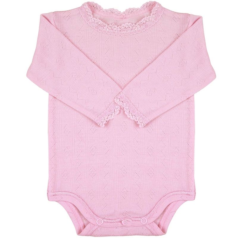 Joha body i ull/silke med blonder, prime rose