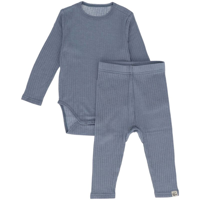 Gullkorn Kuprit sett i ull/viskose til baby, Dueblå
