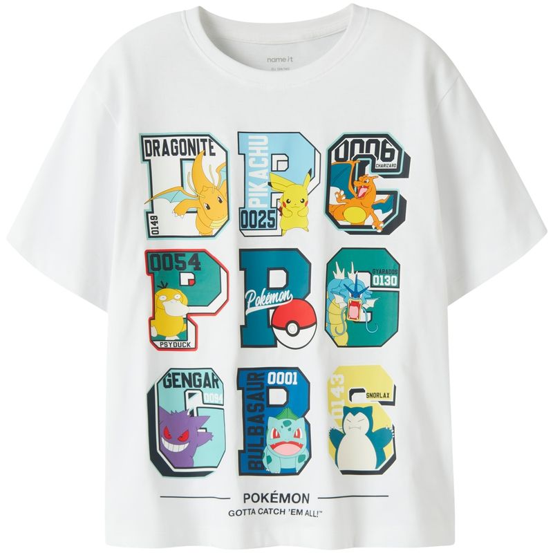 Name It Nkmjulio Pokemon t-skjorte til barn, Bright White