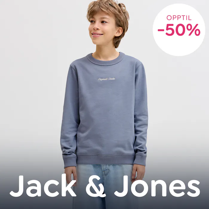Jack & Jones Junior på tilbud – spar opptil 50% på gensere, bukser, jeans, t-skjorter og yttertøy til gutter.