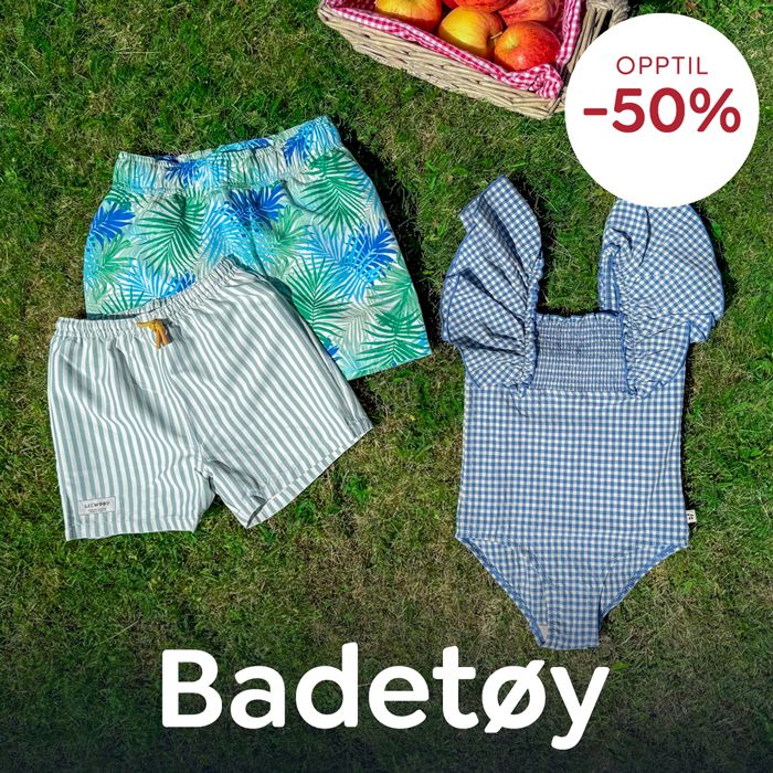 Badetøy til barn på salg – opptil 50% rabatt på UV-klær, badebukser og badedrakter.