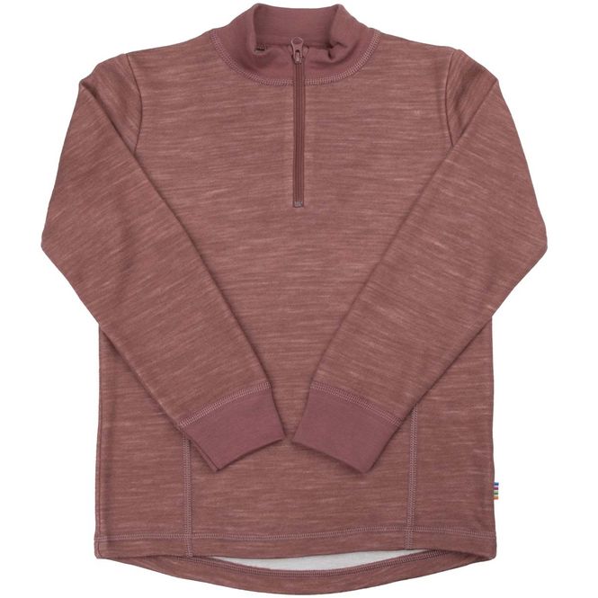 Hovedbilde Joha genser m/ half-zip i ull til barn, Drk.Rose
