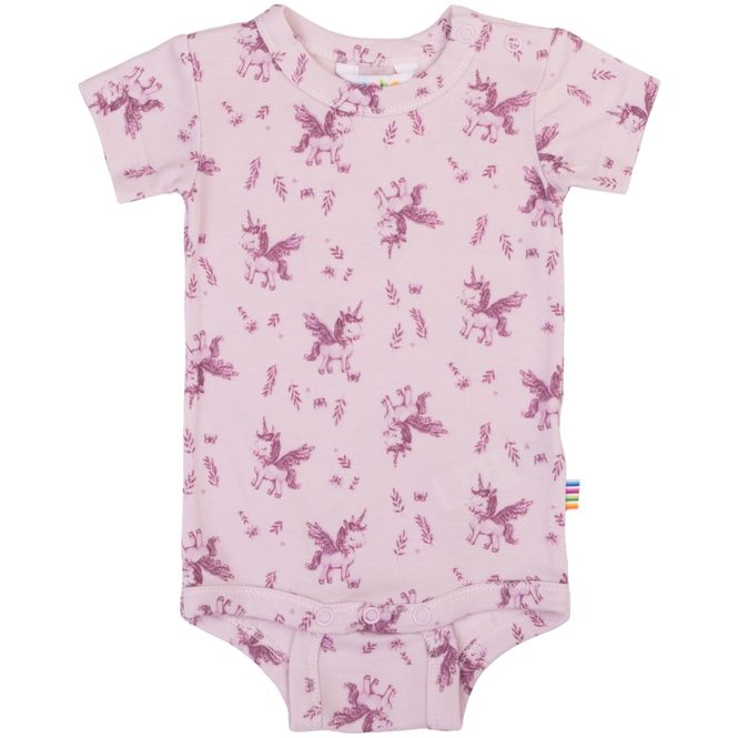 Hovedbilde Joha Unicorn & Dino kortermet body i bambus, Pink