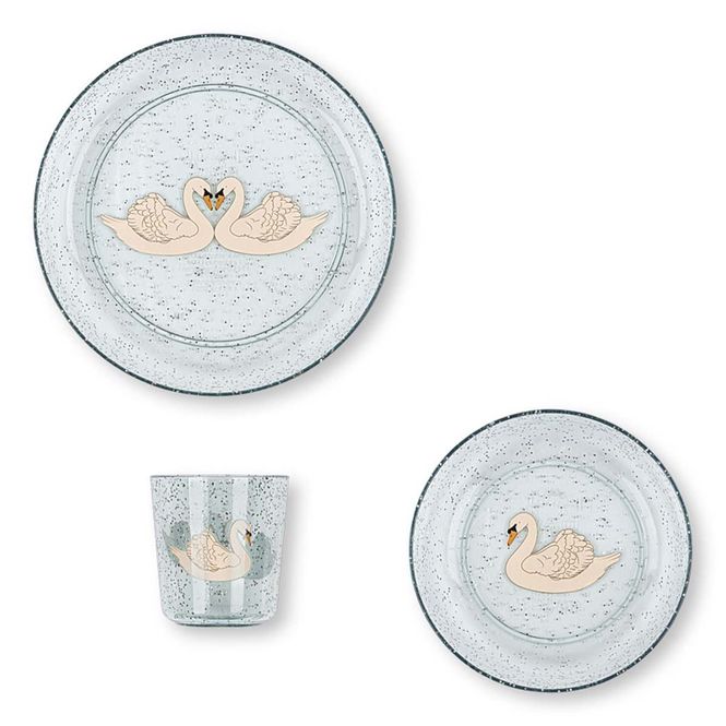 Hovedbilde Konges Sløjd Sparkly spisesett, Swan Blue