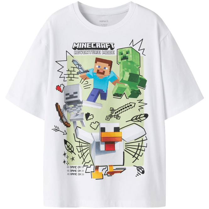 Hovedbilde Name It Nkmsena Minecraft t-skjorte, Bright White