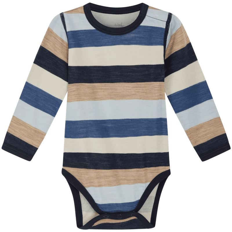 Hust & Claire Baloo body ull/bambus striper, Cloud Blue
