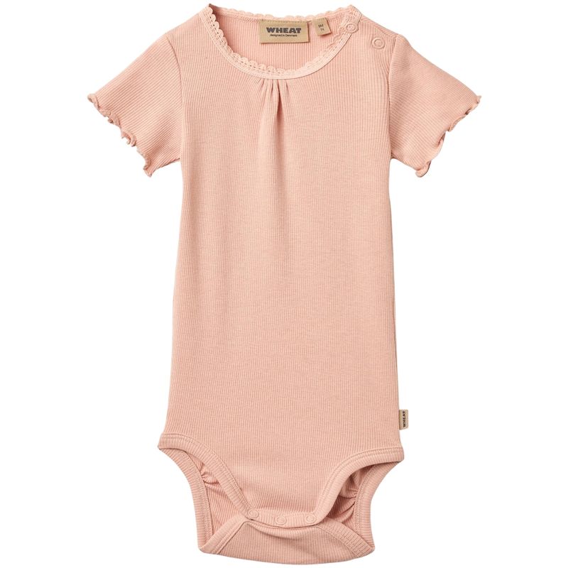 Wheat Edna rib kortermet body, Rose Cloud