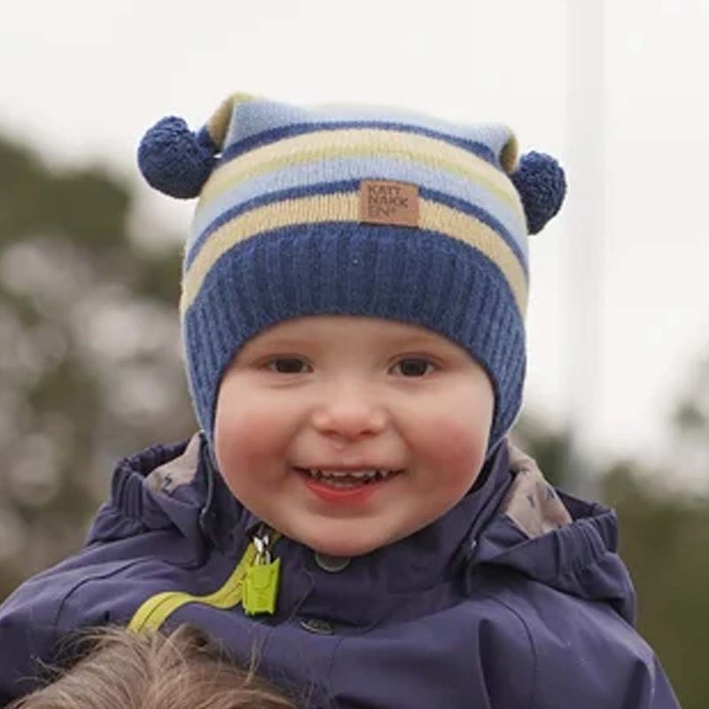 Kattnakken babylue i lamull, Mjuk Blå