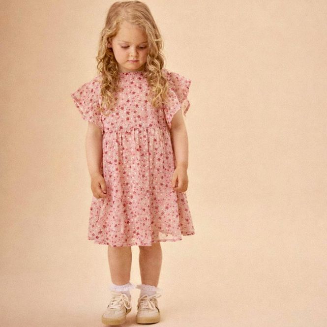 Hovedbilde Creamie Dobby Flower kjole til barn, Rose Smoke