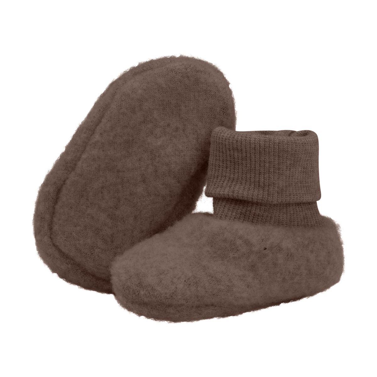 HUTTEliHUT Ullfleece booties 2-lags, Brown Melange